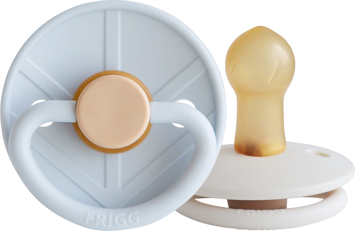 Goedkoopste Frigg Little Viking Fopspeen - Rond - 2 Stuks - 0-6 Mnd - Powder Blue/Cream