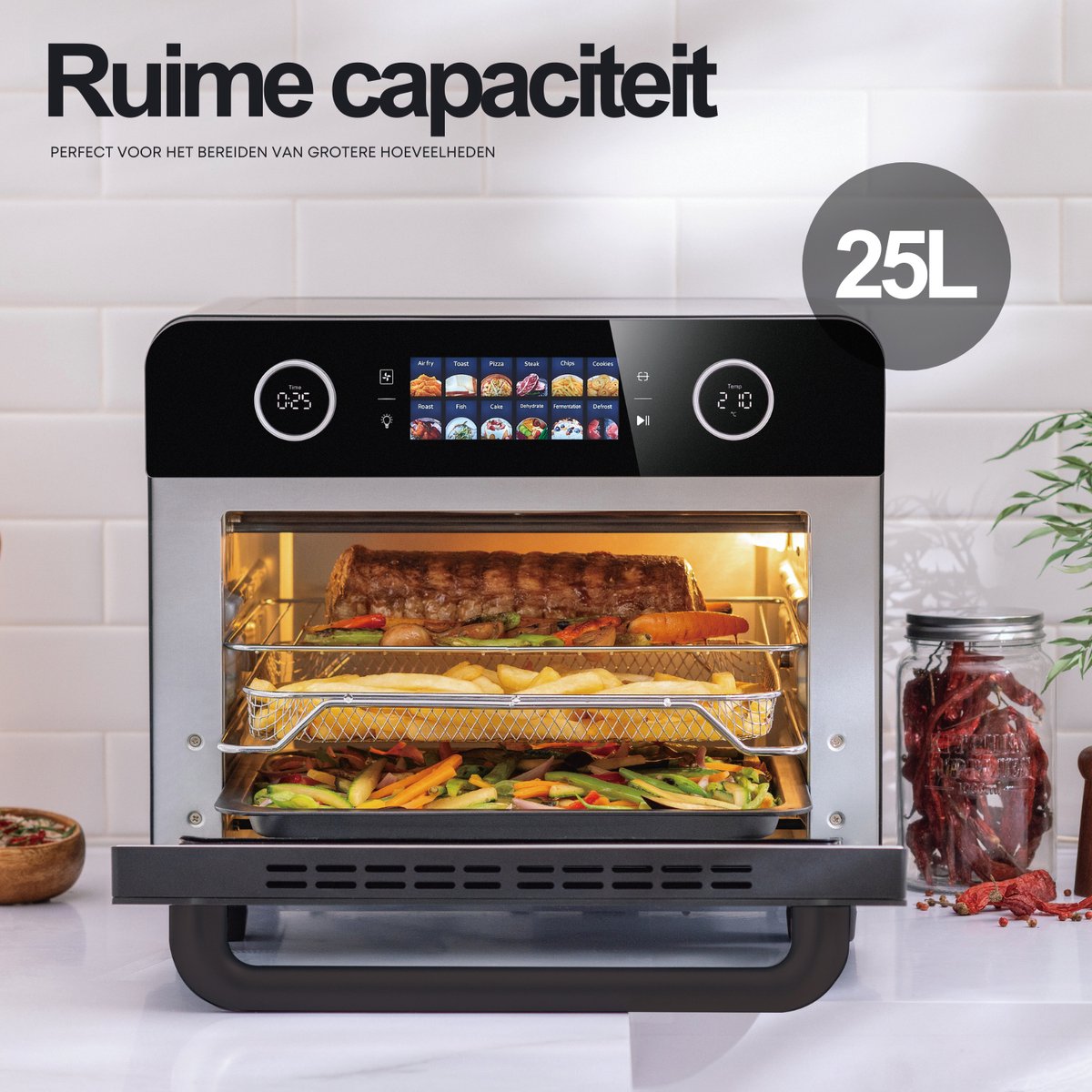 Airfryer Oven - 25L - 12 Programma's - 35 tot 230 Graden - Hetelucht friteuse - 2250W - COOK-IT — afbeelding 4