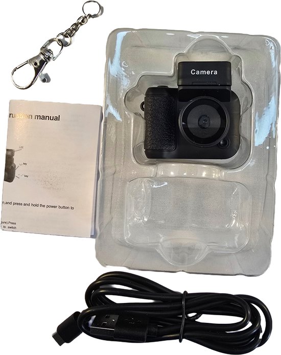 Mini Caméra DVR HD Numérique - Avec écran - Batterie 600 min - Porte-clés - Zwart - Caméra photo et vidéo - Avec flash pop-up -