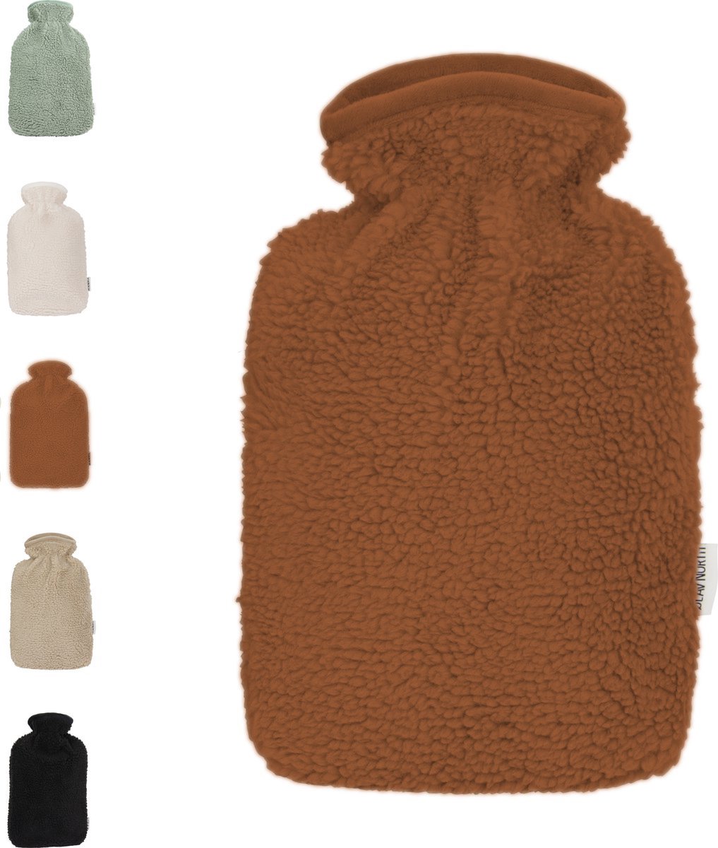 Goedkoopste Ølav North – Kruik met Teddy Hug hoes - Tot 6 uur warmte - Warmwaterkruik - 1.8 liter – Chestnut Brown - Cadeau voor haar, vrouw, vriendin