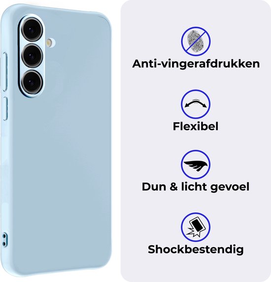 Coque pour Samsung S24 FE Coque en Siliconen avec Protecteur d'écran - Coque pour Samsung Galaxy S24 FE Case Cover Case - Bleu Clair