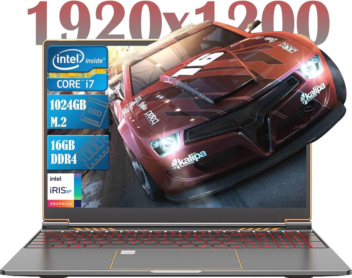 Laptop 16 inch - 16 GB RAM, 1024 GB SSD, i7 4,7 GHz Max, Touch ID, Windows 11 Pro, WiFi, Bluetooth - Ideaal voor Gaming en Entertainment