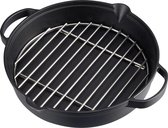 Bol.com Goodivery ® Fraaie Grote Gietijzeren Koekenpan met RVS Rooster voor BBQ en Koken Diameter 31.6 cm aanbieding