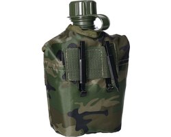 Veldfles PVC met camouflage hoes - 1 liter - leger - veld flacon