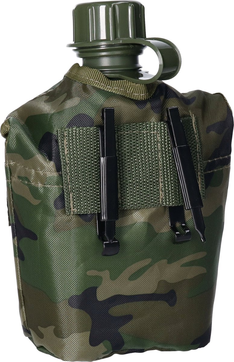 Veldfles PVC met camouflage hoes - Noodpakket Oorlog - Denk Vooruit