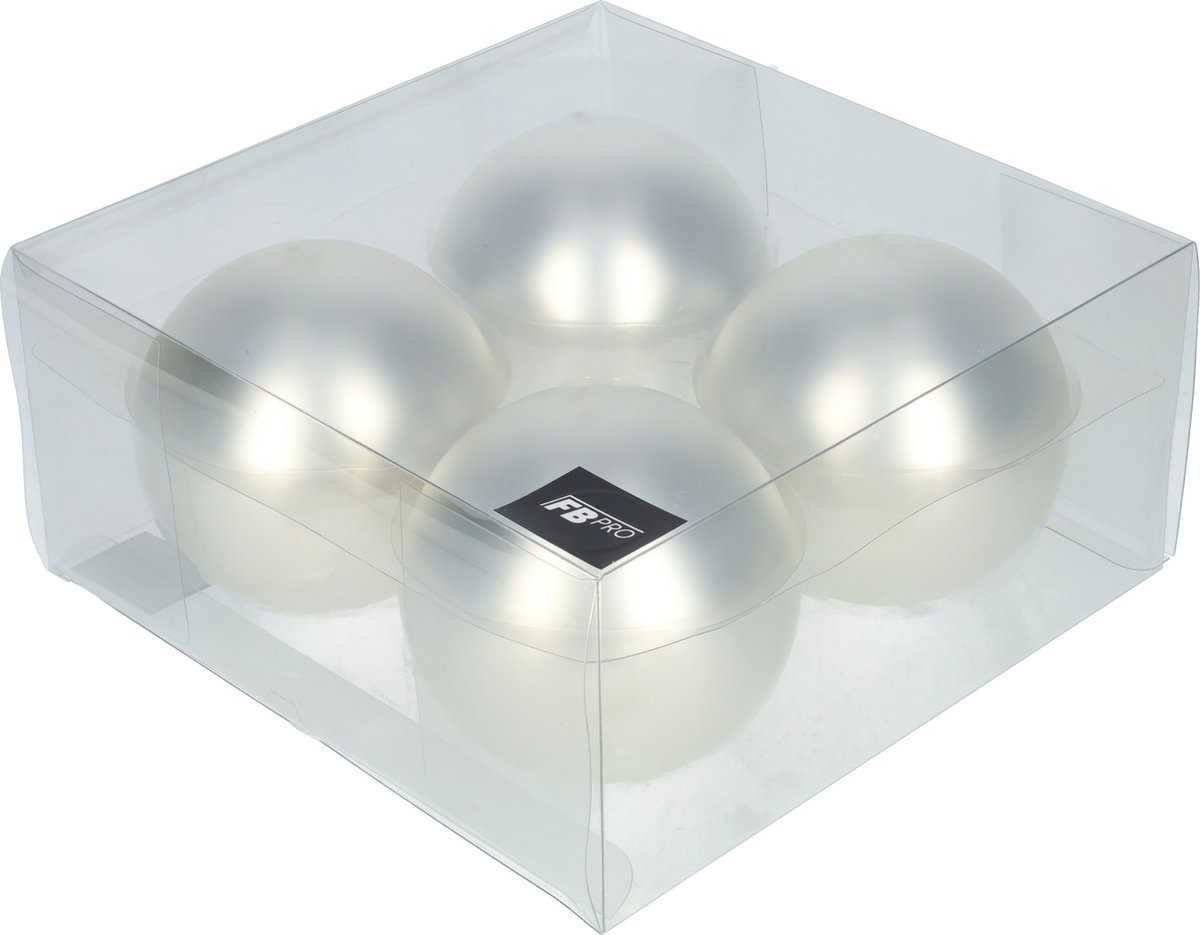 Glazen kerstballen - Set van 4stuks/100mm - Luxe kerst decoratie - Sfeervolle kerstversiering voor in de kerstboom - Glas - Matte Silver - Mat Zilver – foto 4