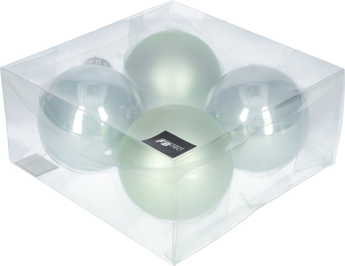 Glazen kerstballen - Set van 4 stuks/100mm - Luxe kerst decoratie - Sfeervolle kerstversiering voor in de kerstboom - Glas - Oyster Grey - Lichtgrijs – foto 7