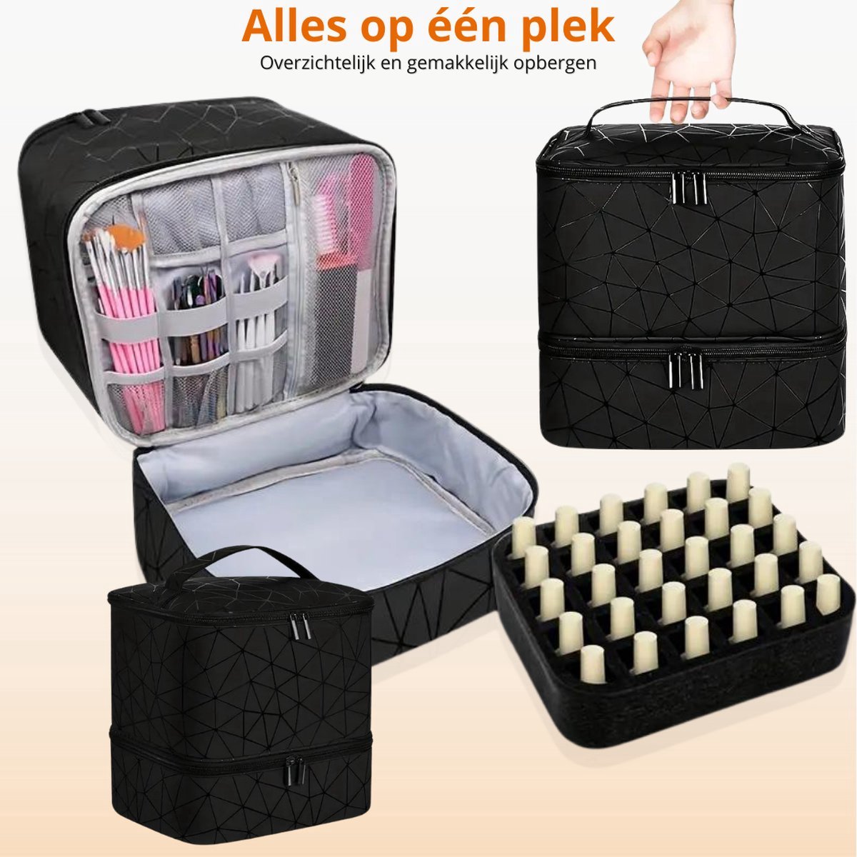 Luxja Nagellaktas voor 48 flessen (tot 15 ml), opslag voor nageldroger Luxja Nagellaktas voor 48 flessen (tot 15 ml), opslag voor nageldroger