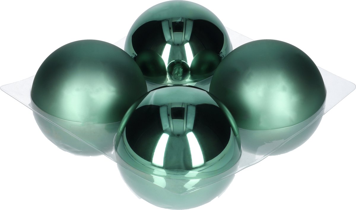 Glazen kerstballen - Set van 4 stuks/100mm - Luxe kerst decoratie - Sfeervolle kerstversiering voor in de kerstboom - Glas - Greenlake - Donkergroen – foto 8
