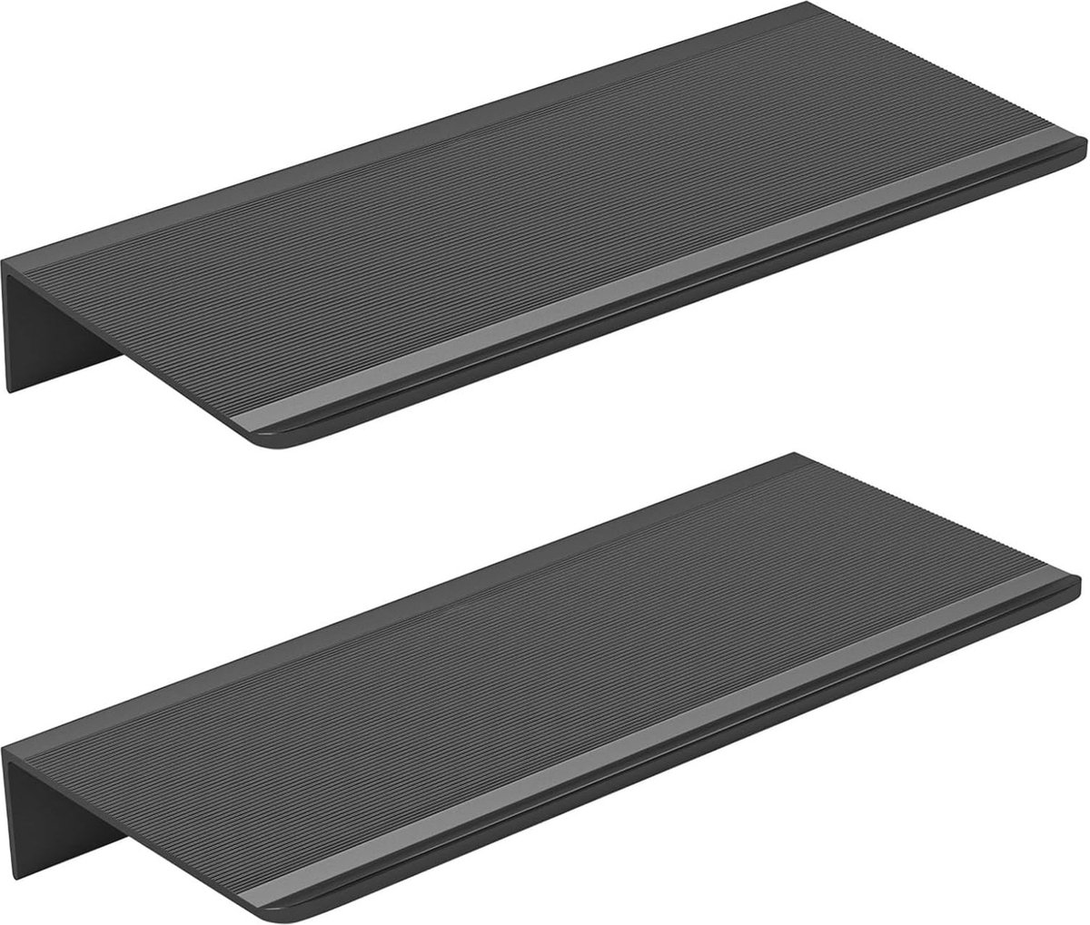 Zwarte zwevende planken set van 2 - 30 cm wandplanken voor badkamer, slaapkamer en woonkamer
