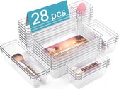 Bol.com 28-delige doorzichtige lade-organizerset - 4 maten voor badkamer make-up en keuken aanbieding