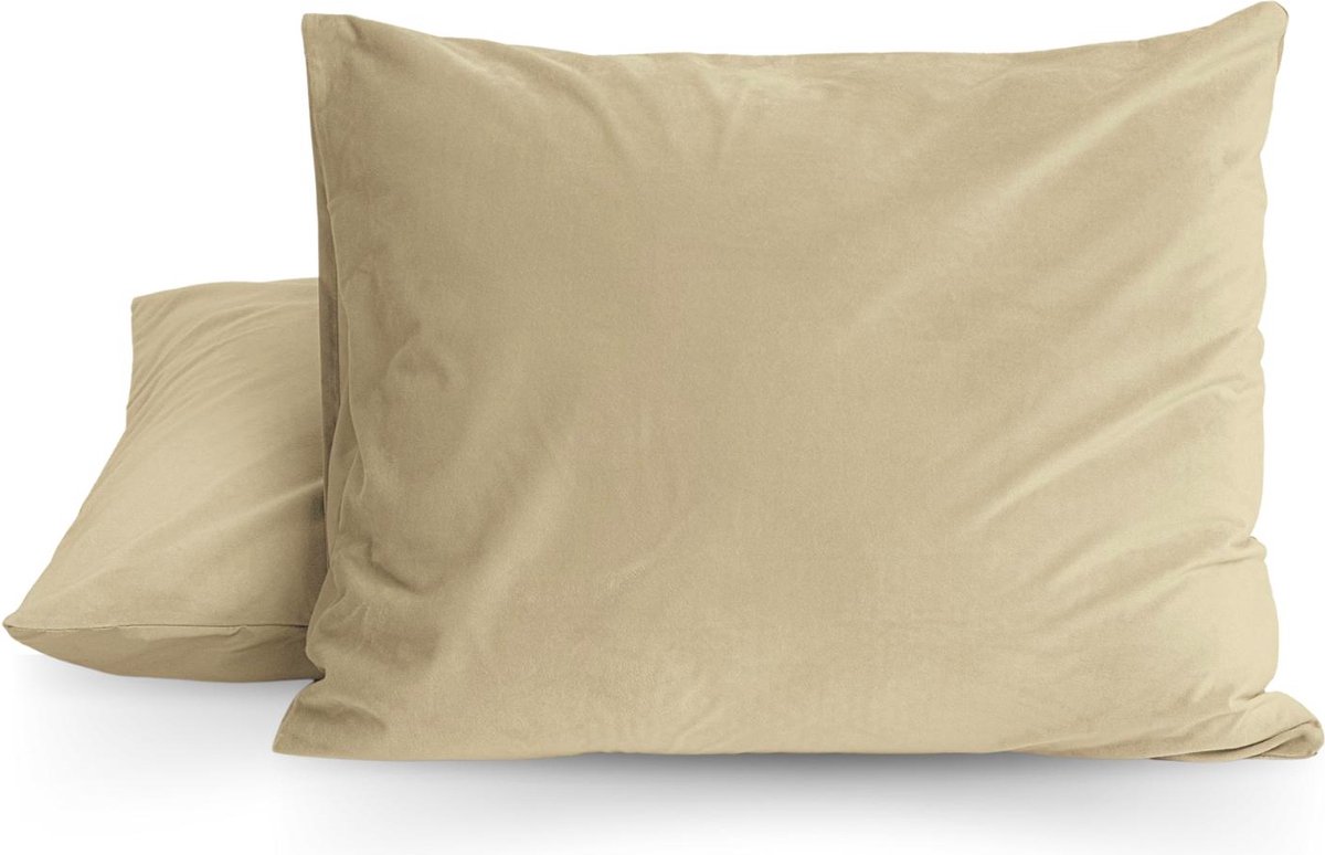 Droomtextiel Kussenslopen Flanel Taupe - 60 x 70 cm - 2 Stuks - Super Zacht
