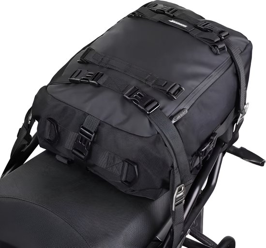 CarryQuest® - Motor Rugzak - Zadeltas Motor - Multifunctionele 20L Waterdichte Motorfiets Achterzitbagage - Lichtgewicht + Reflecterende Accenten + Eenvoudige Installatie