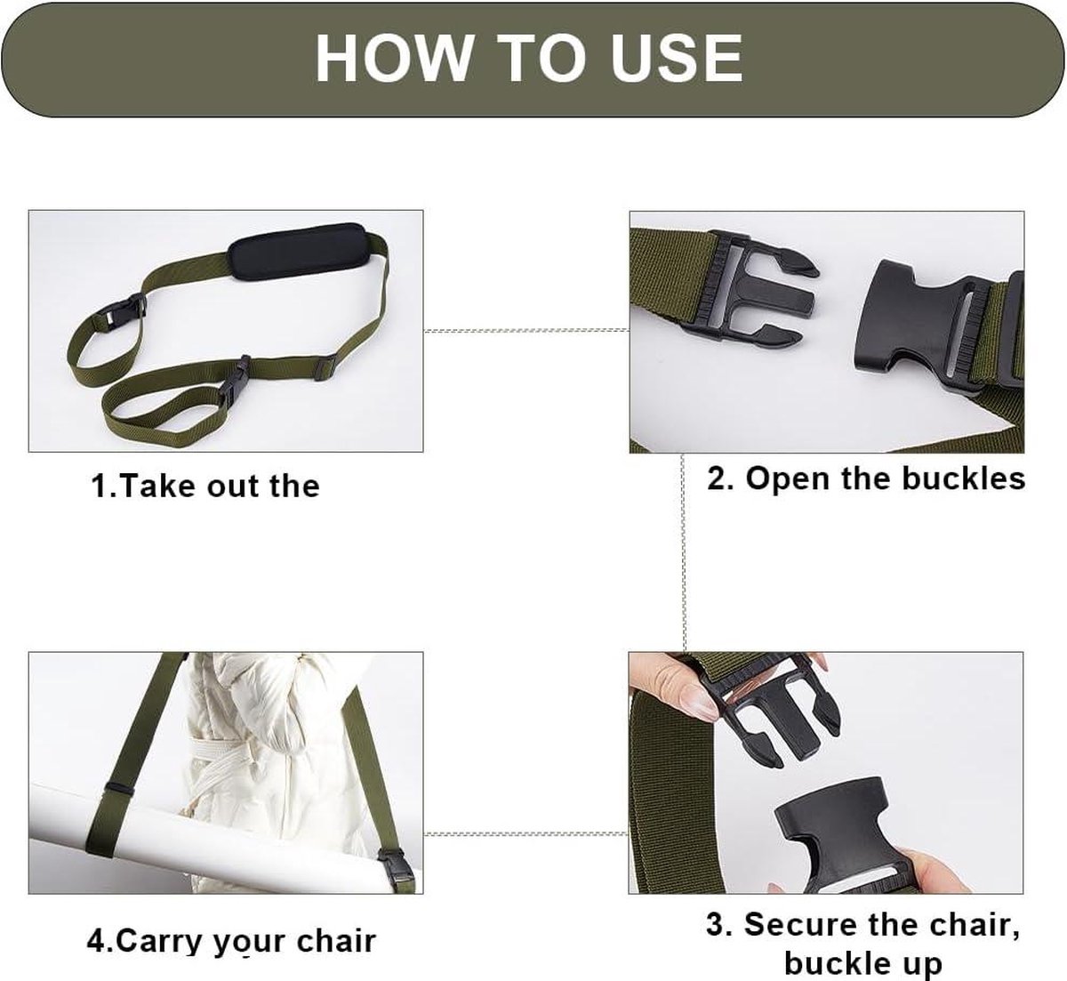 Sac A Dos Pliable Lot De 2 Sangles De Transport Réglables Pour Chaise De Plage Chaise Pliable Camping