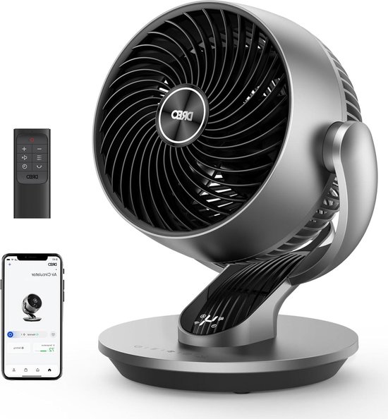 Dreo - Kamerventilator, 30 m, staande ventilator voor thuis, intelligente oscillerende sokkelventilator, 120 ° 105 graden met spraakbediening, gelijkstroommotor, stille ventilator