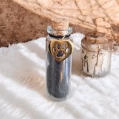 Memorial flesje voor huisdier - H 6 cm - Goud - Glazen flesje voor Pet Memorial vacht of as - Bewaren van as of plukjes vacht kat of hond - mini urn - moderne urn - urn - memorial flesje