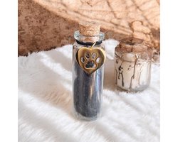 Memorial flesje voor huisdier - H 6 cm - Goud - Glazen flesje voor Pet Memorial vacht of as - Bewaren van as of plukjes vacht kat of hond - mini urn - moderne urn - urn - memorial flesje
