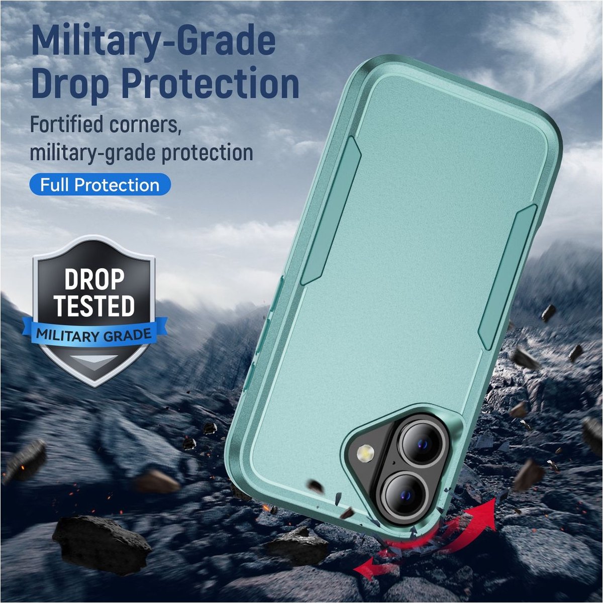 Mobigear Hoesje geschikt voor Apple iPhone 16 Plus Telefoonhoesje Hardcase | Mobigear Heavy Armor Backcover Shockproof | Schokbestendig iPhone 16 Plus Telefoonhoesje | Anti Shock Proof - Groen