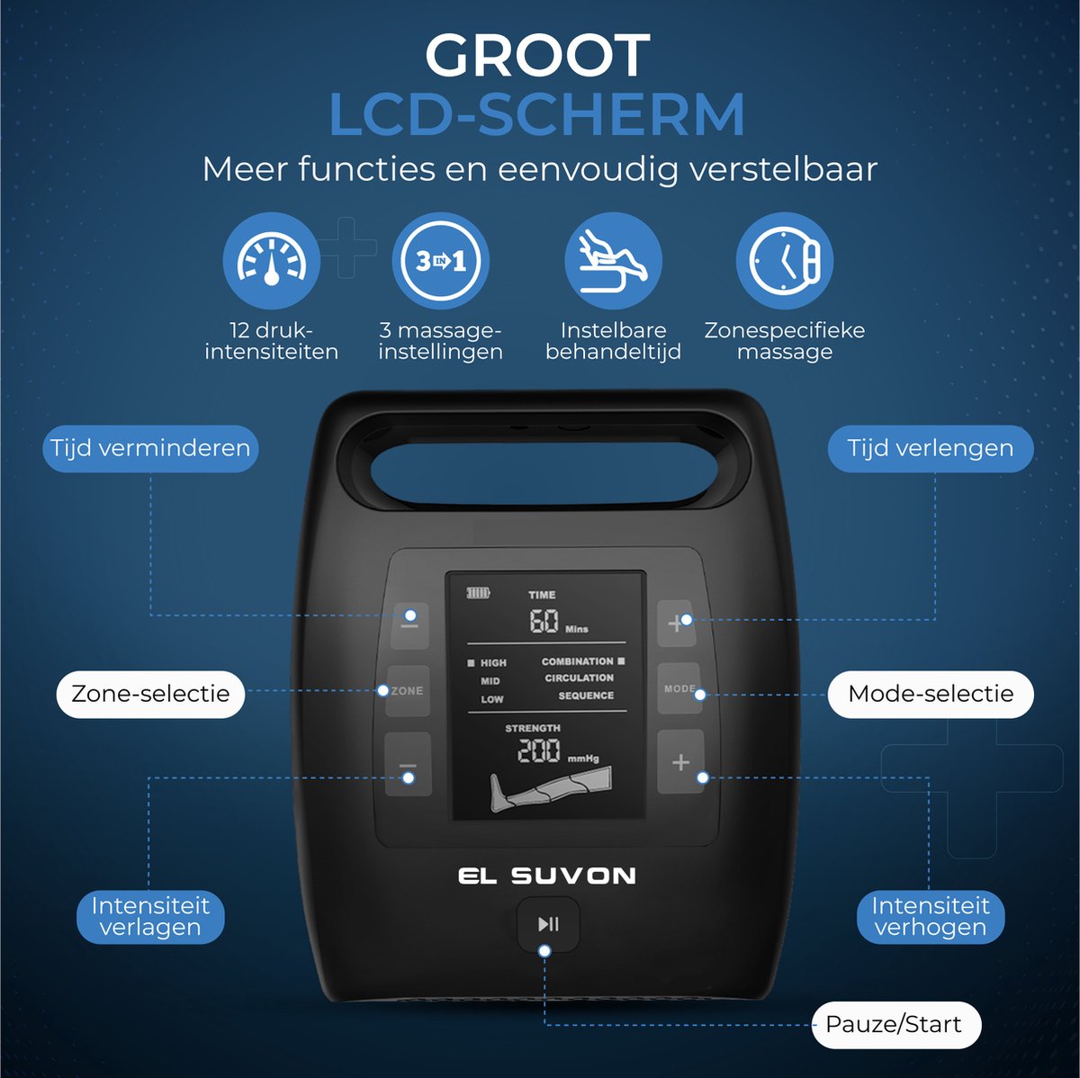 El Suvon Beenmassage & Voetmassage apparaat - Oplaadbare Recovery Boots met Luchtcompressie voor Herstel, Bloedcirculatie en Lymfedrainage thumbnail 5