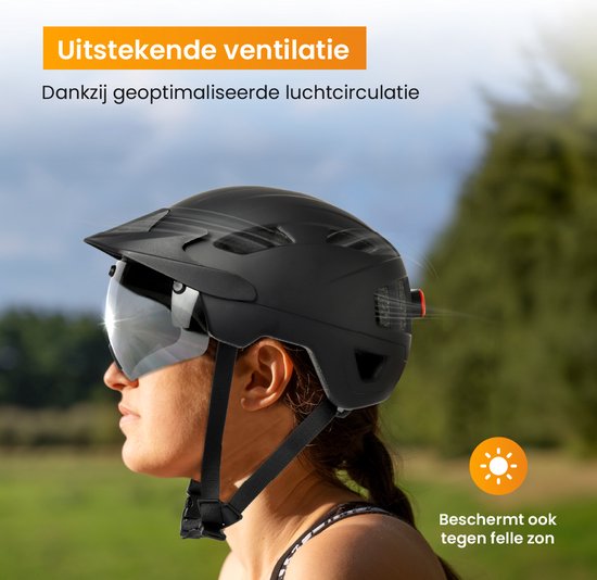 R2B Speed Pedelec Helm met LED verlichting, afneembaar vizier, NTA