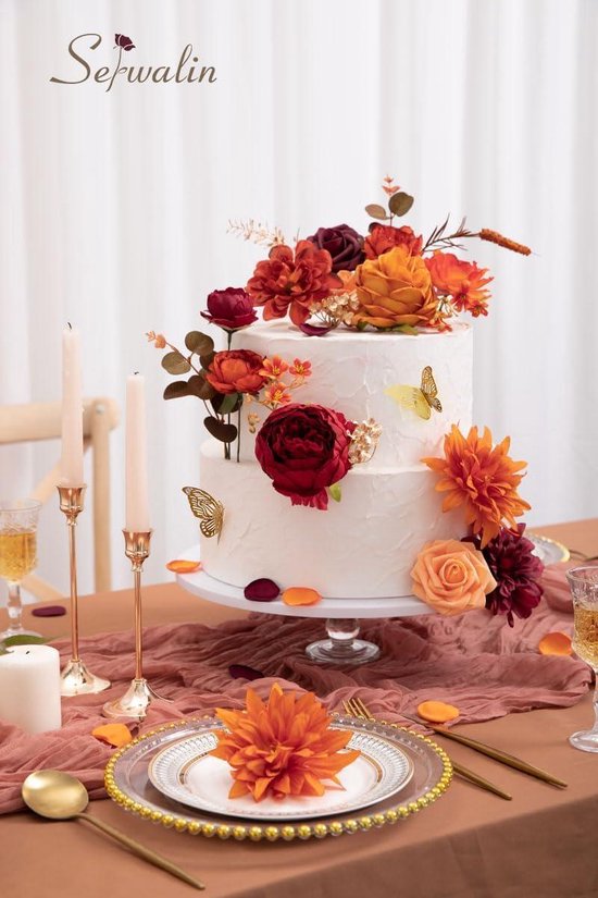 Oranje Bourgondië Kunstbloemen - DIY Tafel Middenstukken voor Bruiloft Boeketten Oranje Bourgondië Kunstbloemen - DIY Tafel Middenstukken voor Bruiloft Boeketten