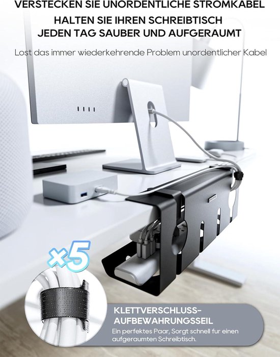 Lot De 2 Plateaux De Gestion Des Câbles De Bureau Avec Attaches De