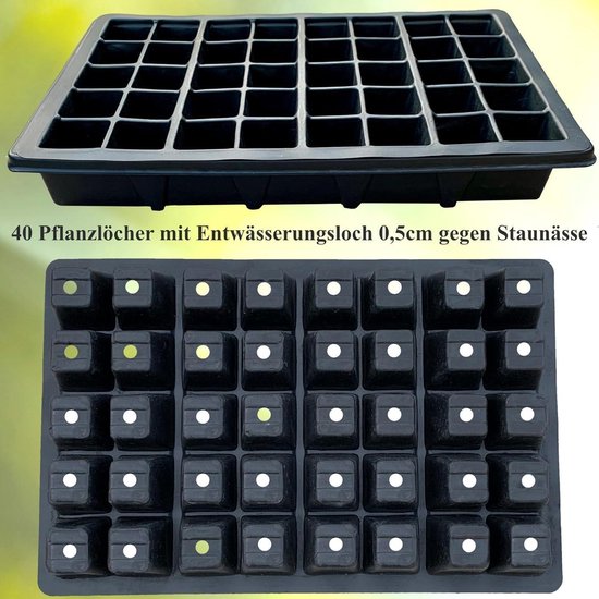 KRONLY Stabiele kweekplaten, 2 stuks, met onderzetter, 80 plantgaten