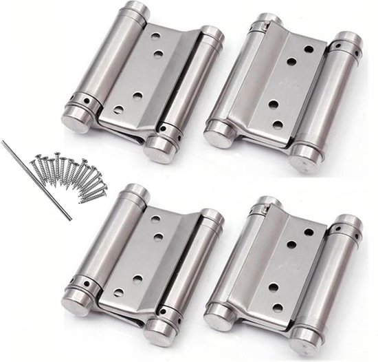 Stainless Steel Double Action Spring Hinges Cafe 2 Pairs Stainless Steel Saloon Door Hinges - 3" Self Closing Double Action Spring Hinges (4 Pcs) Stainless Steel Hinges