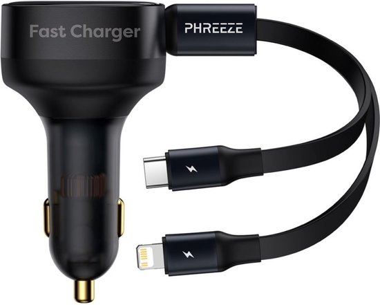 30W Autolader met USB-C Kabels en Geschikt voor iPhone Oplader Kabel - Quick Charge - Snellader - Auto Oplader