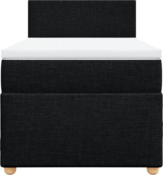 vidaXL - Boxspring - met - matras - stof - zwart - 100x200 - cm