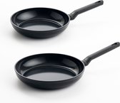 BK Easy Induction Keramische Antiaanbaklaag Koekenpannenset 2 delig - Ø24/28 cm - PFAS-vrij - Inductie koekenpan - Inductie pannenset - Ovenbestendig tot 160°C - Vaatwasmachinebestendig - Koudgrepen - Zonder deksels - Zwart