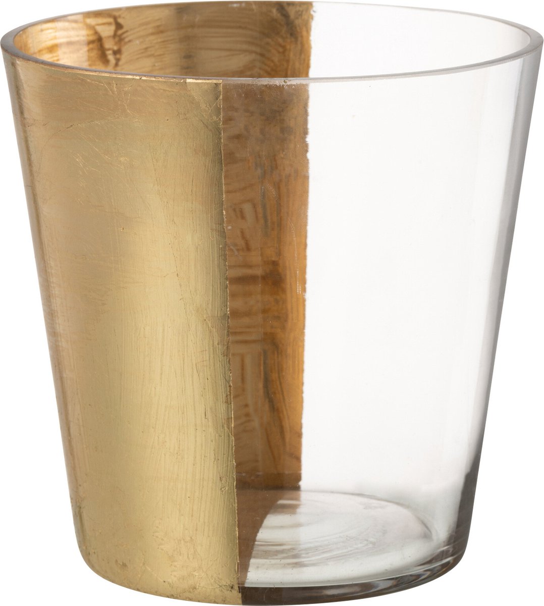 J-Line windlicht boe - glas - transparant/goud - medium