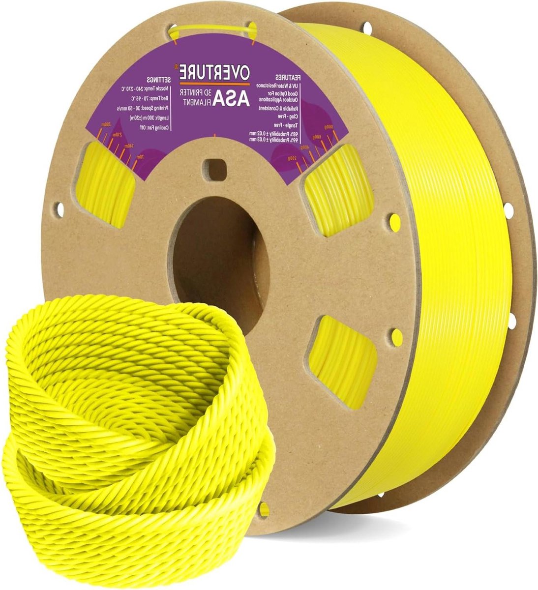 Image of 1.75mm 1kg Spool Anti-UV ASA Filament for Outdoor Functional Parts - Yellow