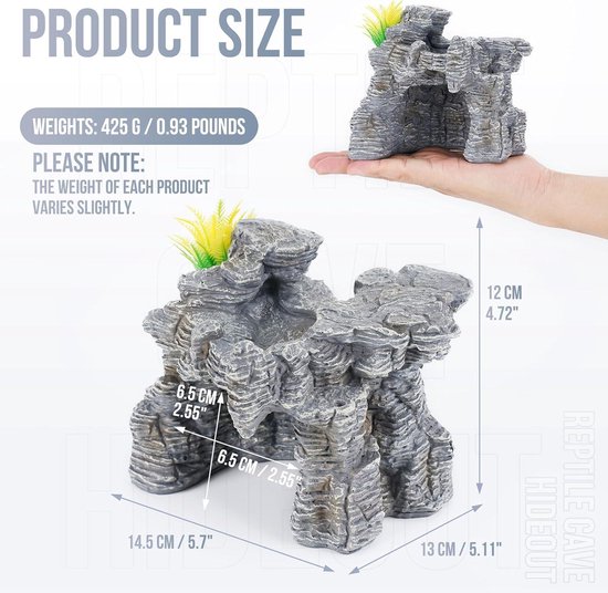 Cachette Tortue Terrestre Cave Du Reptile - Cachette Pour Tortue Et Lézard | Peau Cachette Reptile