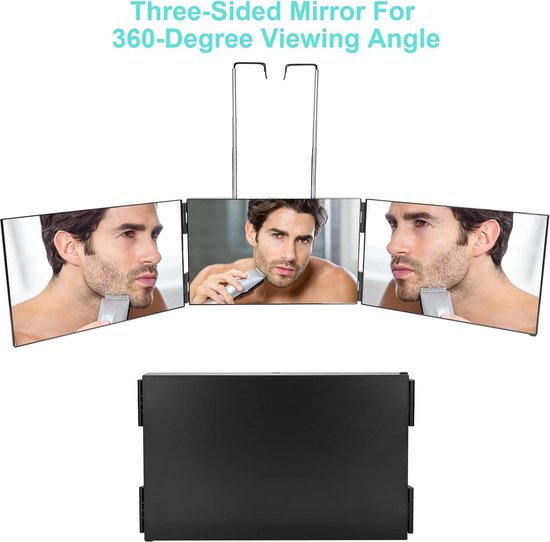 SELF FIND 3-voudige spiegel voor het knippen van haar, 360° spiegel voor kapsels voor mannen, kapper/zelfgesneden spiegel met in hoogte verstelbare telescopische haken en 5x vergroting voor make-up en SELF FIND 3-voudige spiegel voor het knippen van haar, 360° spiegel voor kapsels voor mannen, kapper/zelfgesneden spiegel met in hoogte verstelbare telescopische haken en 5x vergroting voor make-up en