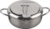 Bol.com Frituurpan - Japanse Stijl Roestvrij Staal 22 L / 32 L Thermometer Koud Aanvoelende HandgreepOliepeil Rooster aanbieding