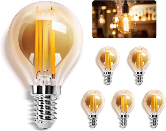 Foto: Vintage ledlamp warmwit 2200k e14 400 lumen 4w komt overeen met 37w g45 retro gloeilamp ideaal voor nostalgie en retro verlichting in huis caf bar enz 5 stuks