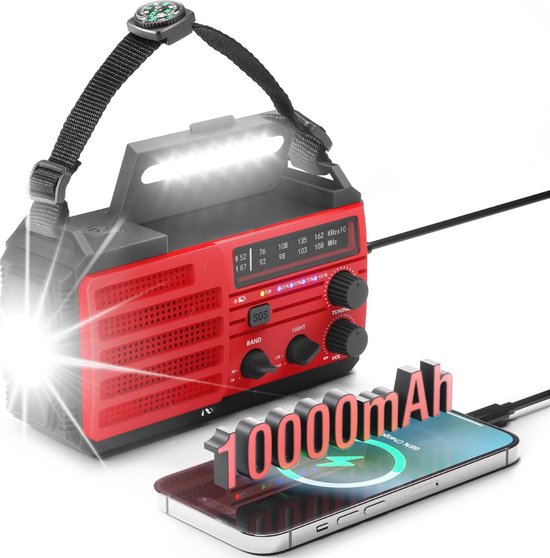 2022 radio op zonne-energie, noodradio met zwengel, 10.000 mAh, draagbare zwengelradio, FM/AM/NOAA dynamo-radio met 3 modi zaklamp, leeslamp, SOS-alarm, waterdicht voor kamperen, reizen, outdoor 2022 radio op zonne-energie, noodradio met zwengel, 10.000 mAh, draagbare zwengelradio, FM/AM/NOAA dynamo-radio met 3 modi zaklamp, leeslamp, SOS-alarm, waterdicht voor kamperen, reizen, outdoor