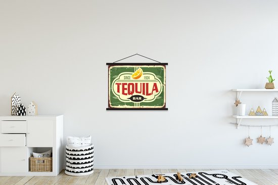 Affiche scolaire - Tequila - Vintage - Panneau publicitaire - 60x45 cm - Lattes noires