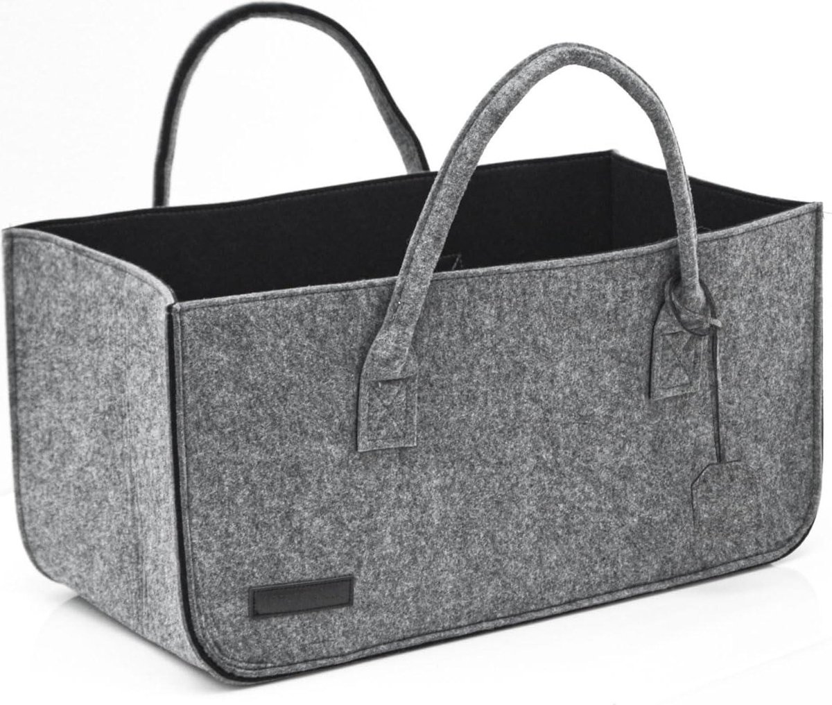 Vilten Winkelmand 50x25x25 - Heavy Duty Vilttas tot 25 kg - Grote Boodschappentas - Shopper Vilten Tas - Brandhouttas Hout Draagtas - Opvouwbare Mand van Vilt met Handvatten