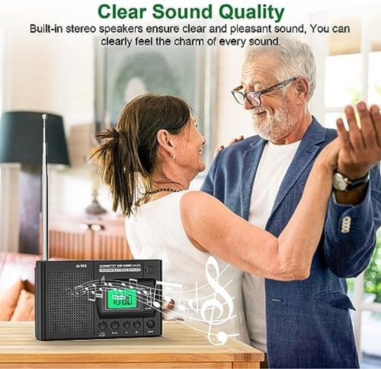 Muse M-069 R draagbare radio (FM/MW), net- en batterijvoeding, AUX-ingang, hoofdtelefoonaansluiting, draaggreep, telescopische antenne zwart