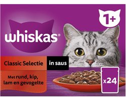 Whiskas 1+ Classic Selectie in Saus Maaltijdzakjes Multipack - 24 x 85 gr