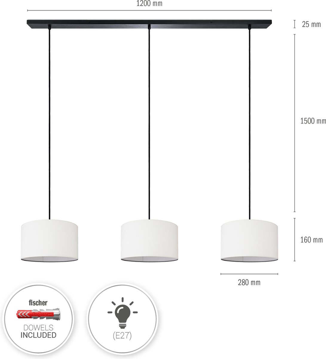 Paco HomeHanglamp Woonkamer Plafondlamp Stoffen Lampenkap Modern Eenkleurig Rond