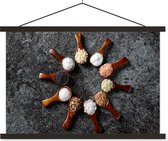 Posterhanger incl. Poster 90x60 cm - Schoolplaat - Lepel - Kruiden - Specerijen - Keuken - Industrieel - Textielposter - Zwarte latten