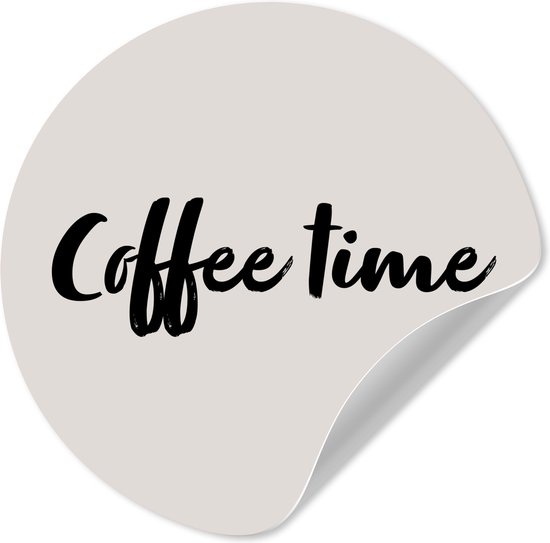 WallCircle® - Behangcirkel 100x100 cm - Muurstickers Coffee time - Koffie - Keuken - Spreuken - Kookplaat - Inductie beschermer - Muurcirkel woonkamer - Wandcirkel slaapkamer - Kamer decoratie zelfklevend - Muurdecoratie accessoires XXL