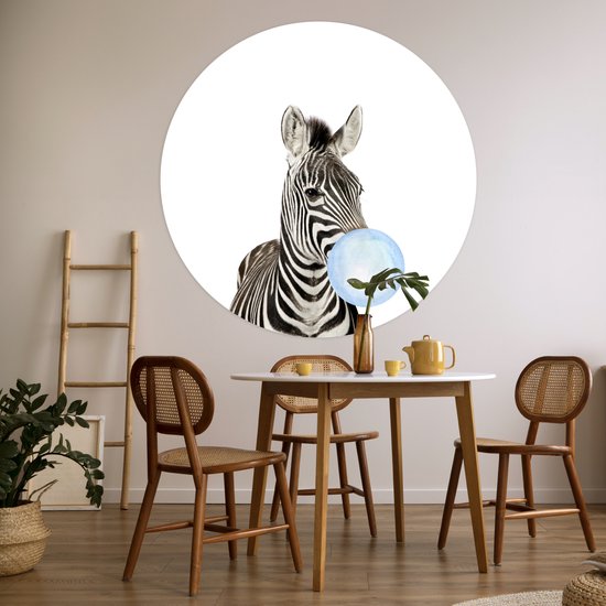 Papier peint autocollant kids - Décoration maison - Zebra - Animaux sauvages - Garçons - Chewing gum - Blauw - Enfant - 120x120 cm - Décoration murale chambre filles - Décoration chambres d'enfants