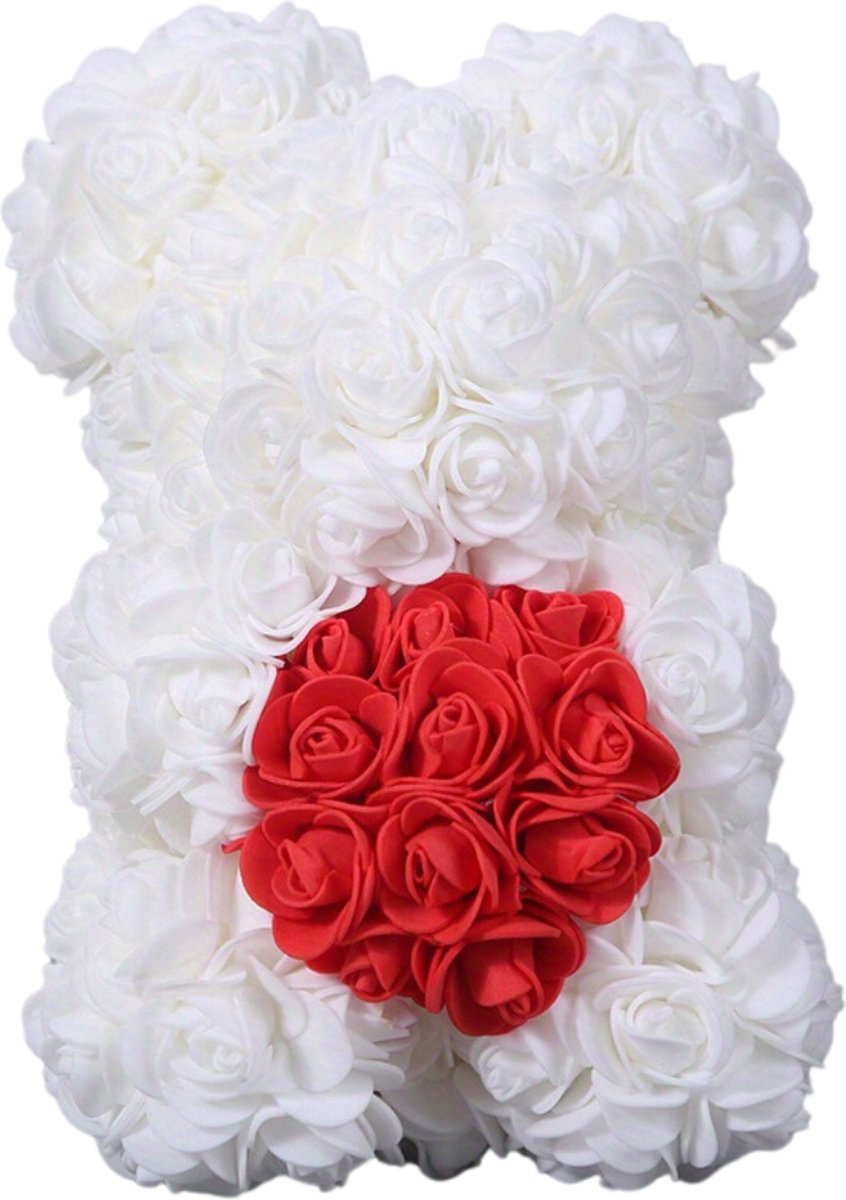 Bovista Rozen Teddy Beertje - Valentijn Cadeautje Voor Haar & Hem - Rose Bear - Rozen Beer - Vrouw - Wit