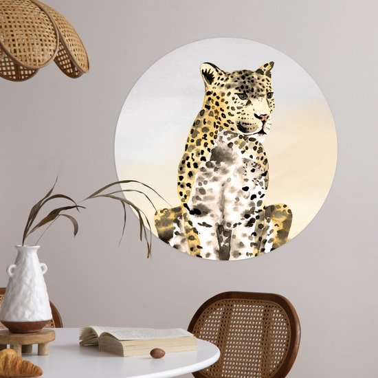 WallCircle® - Papier peint cercle 50x50 cm - Stickers muraux Animaux - Jungle - Léopard - Cercle mural - Accessoires chambre d'enfant - Décoration chambre bébé - Cercle mural autocollant