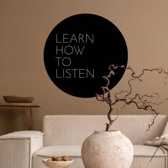 WallCircle® - Papier peint cercle 80x80 cm - Stickers muraux Citations - Dictons - Apprendre à écouter - Cercle mural salon - Cercle mural chambre - Décoration de chambre autocollante - Accessoires de Décoration murale