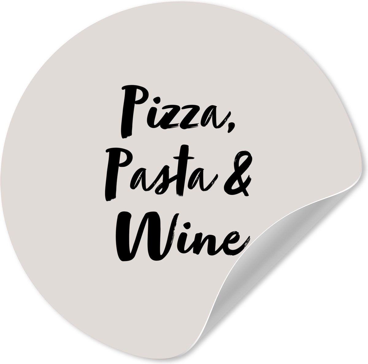 WallCircle® - Behangcirkel 30x30 cm - Muurstickers Pizza, Pasta & Wine - Quotes - Eten - W